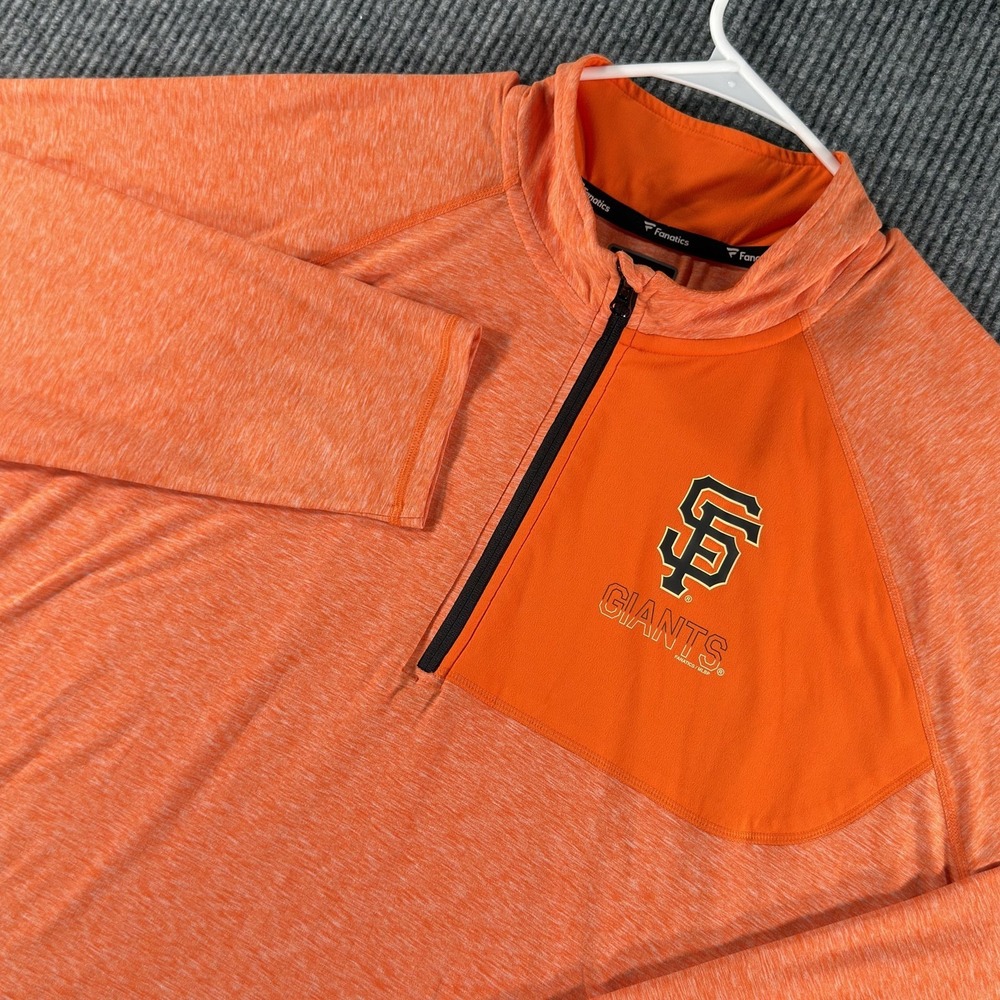 San Francisco Giants Fanatics Quarter Zip Pullover Mens 2XL Orange MLB Baseball‎